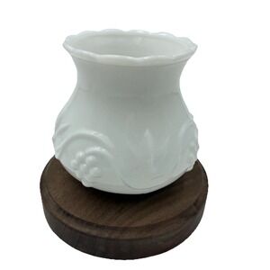 Vintage Milk Glass Candle Holder Vase On Wood Collector Mid Century